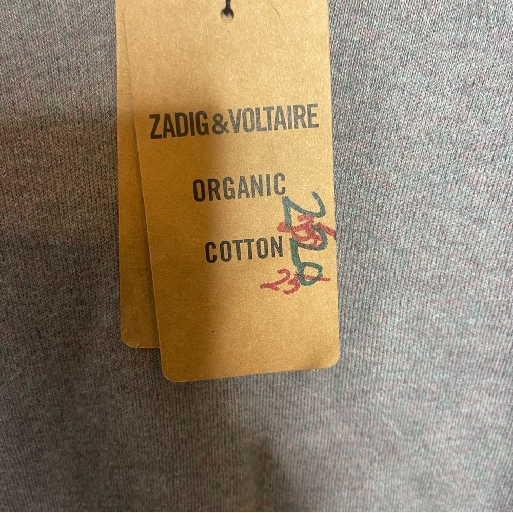 ZADIG & VOLTAIRE Brumy V-Neck Sweater Slub Cotton Gray Size Small - Picture 5 of 12